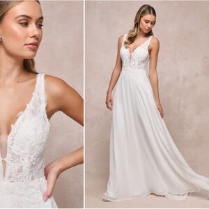 LULUS Bridal Wedding Elegant Sophisticated Floral Sexy Mermaid Gown